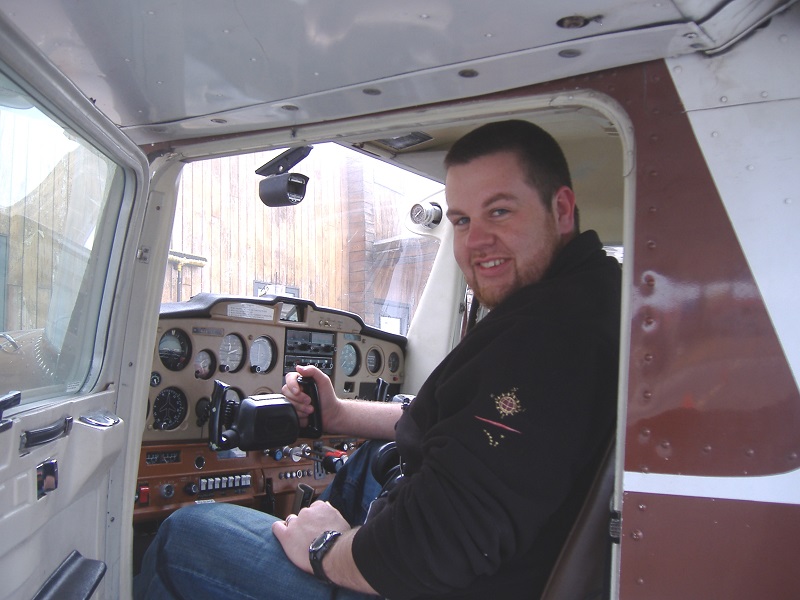 In the cockpit of a Cessna 152 in Merrill Field, Anchorage